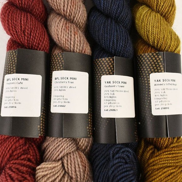 Dyed by DELZ BFL Sock Mini Yak Sock Mini Yarn Set 4 Skeins Multicolor - Picture 3 of 3